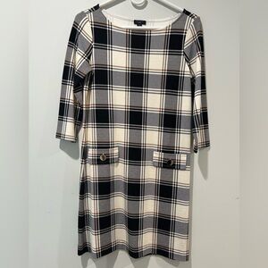 Plaid Black and Cream Women's Dress